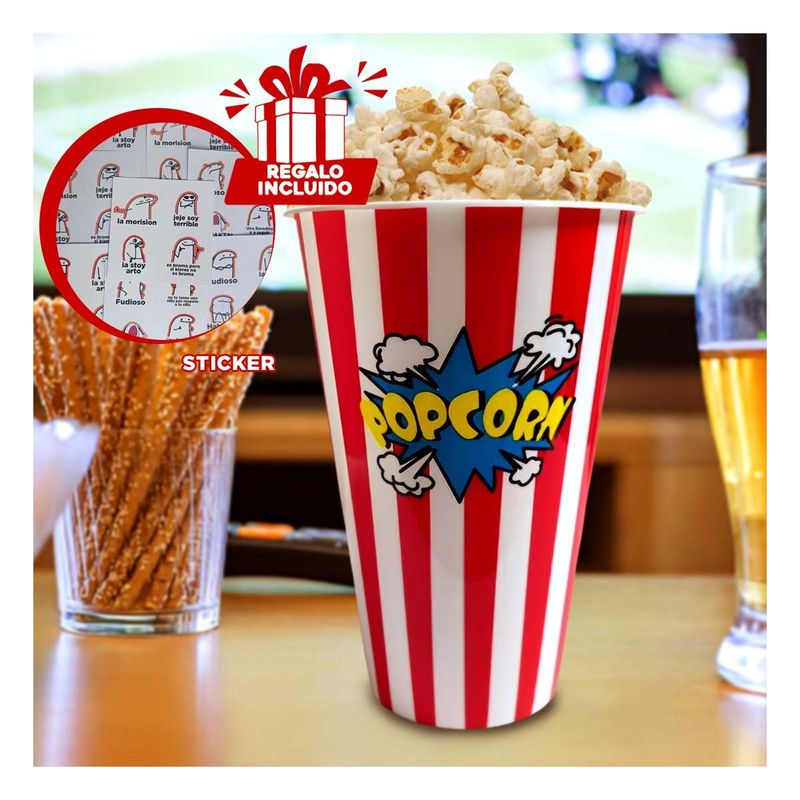 RYBIU IMPORT - Cubeta de Fiestas de Palomitas en Rojo Y+Regalo Stickers