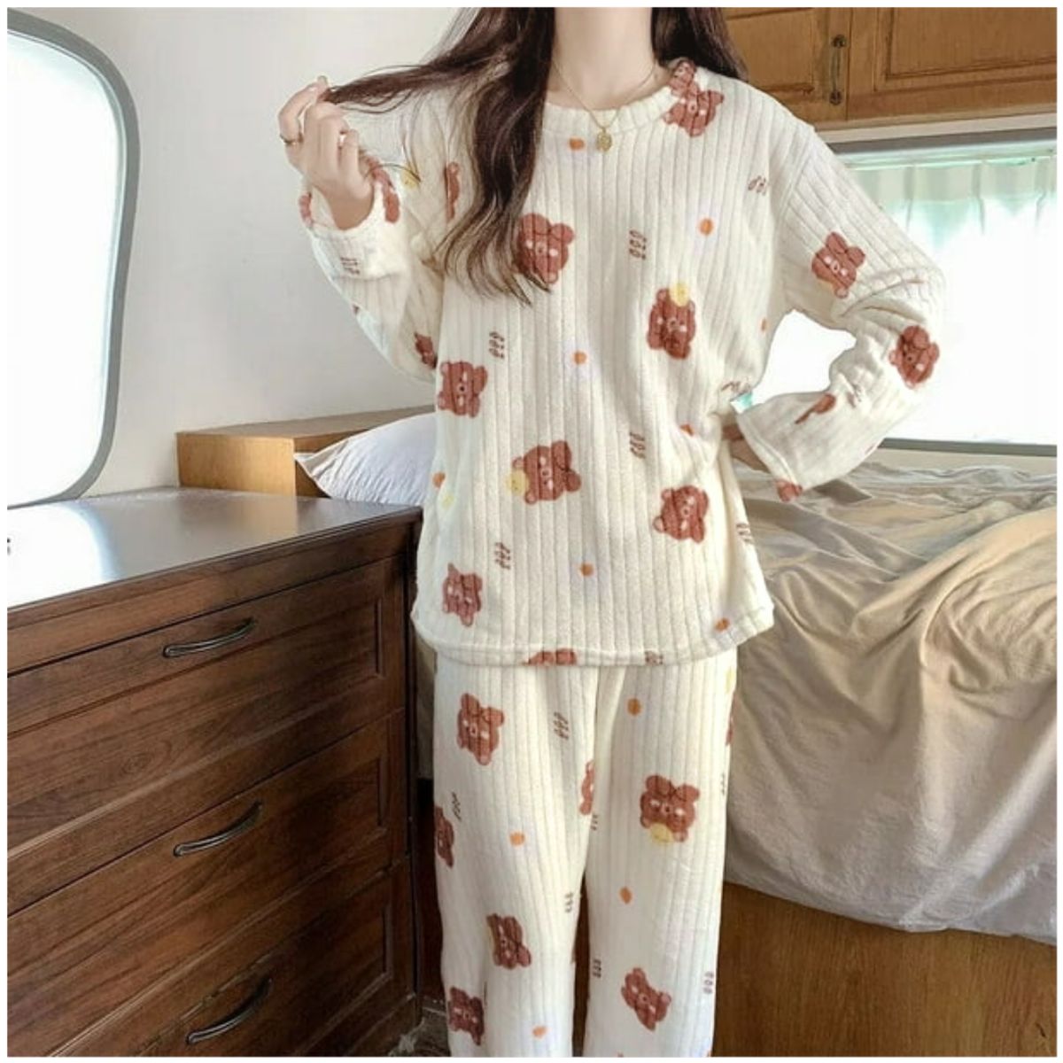 INSPIRA - Pijama de Felpa 2 Piezas Kawaii Ositos Mujer