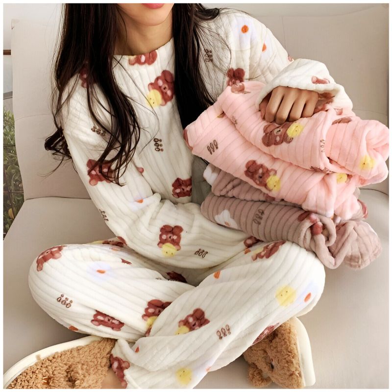 INSPIRA - Pijama de Felpa 2 Piezas Kawaii Ositos Mujer