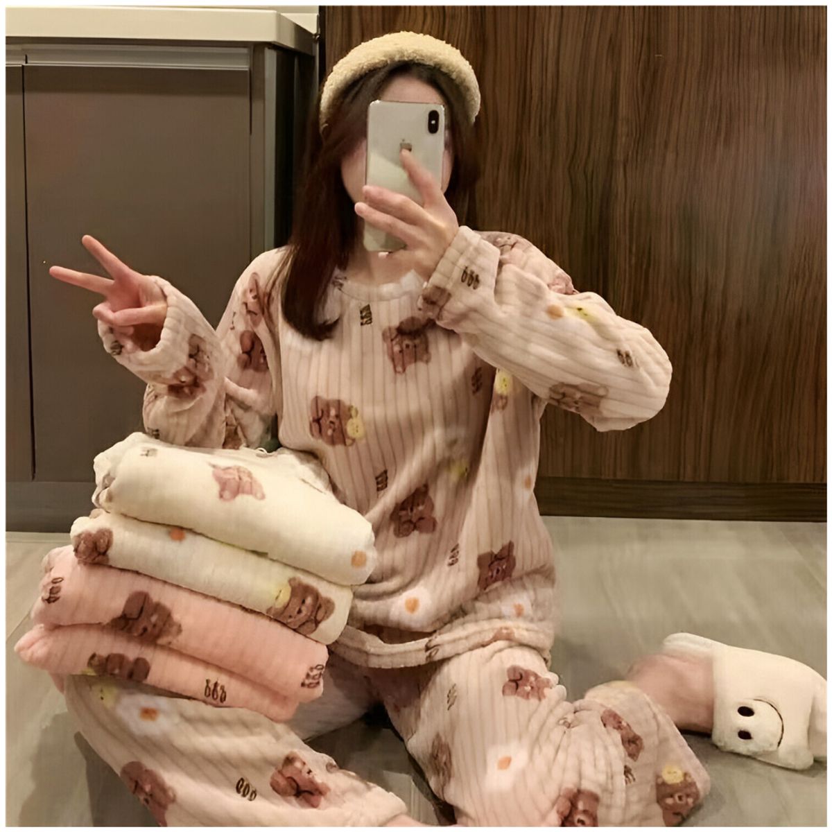 INSPIRA - Pijama de Felpa 2 Piezas Kawaii Ositos Mujer