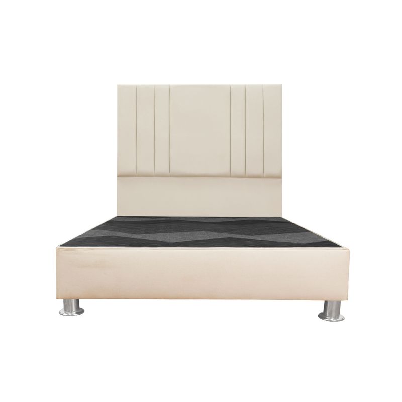 MUEBLES MACRUMO - Cama tapizada Alessia King 2 tarimas Color beige claro