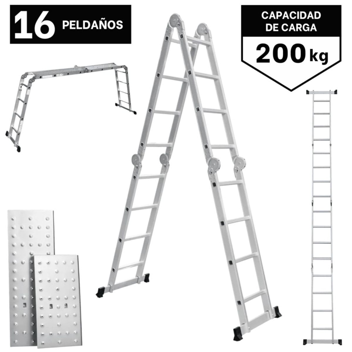 TRUPER - Combo Escalera Multiposición + Taladro 600w + Amoladora 850 Truper