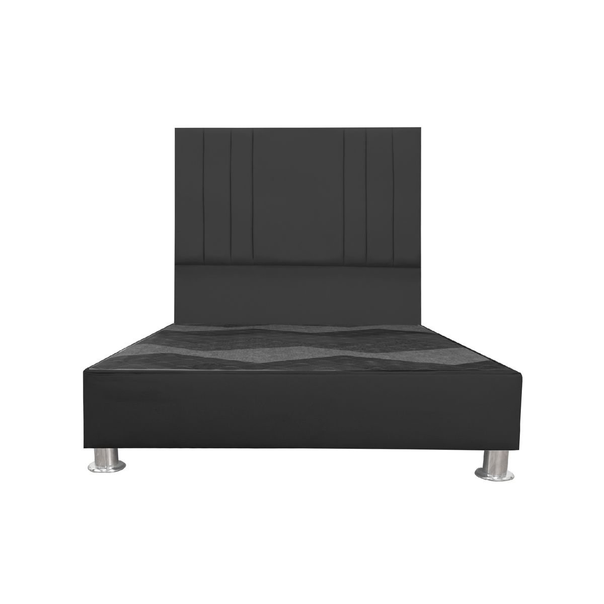 MUEBLES MACRUMO - Cama tapizada Alessia King 2 tarimas Color Negro
