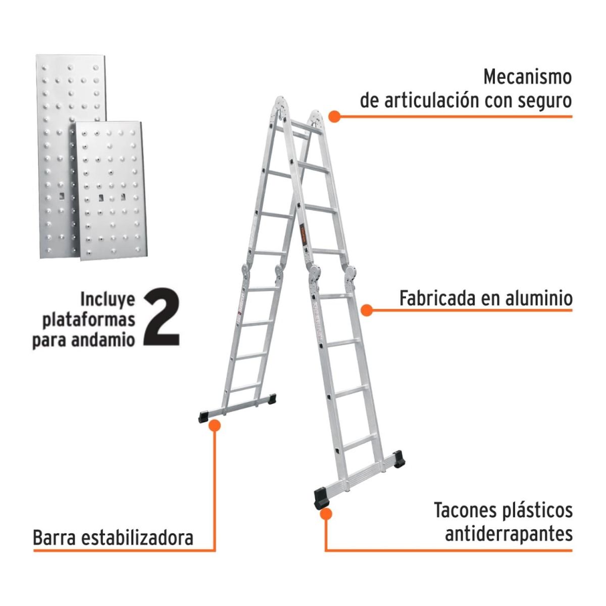 Truper - Combo Escalera Multiposición + Taladro 600w + Amoladora 850 Truper