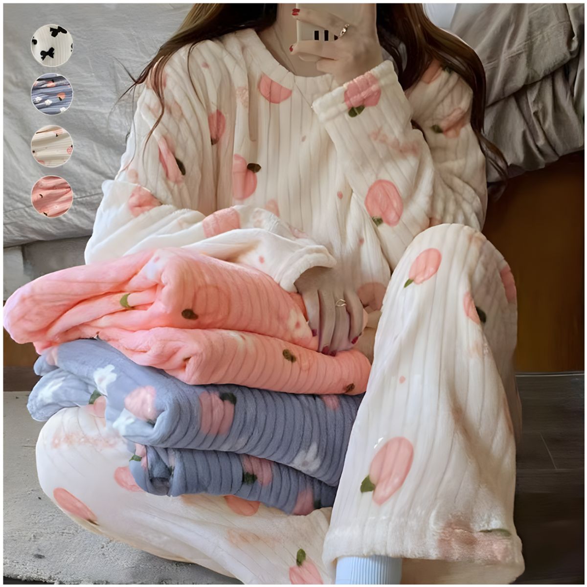 INSPIRA - Pijama de Felpa 2 Piezas Kawaii Mujer