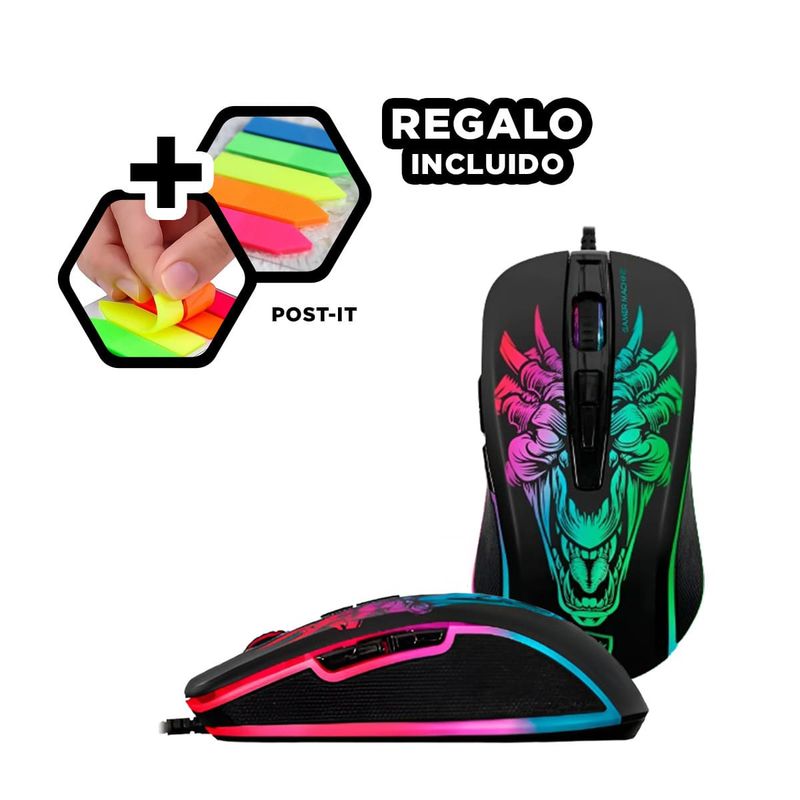 GENERICO - Pack6 Mouse de Busqueda M816 Negro Y+Banderitas Adhesivas