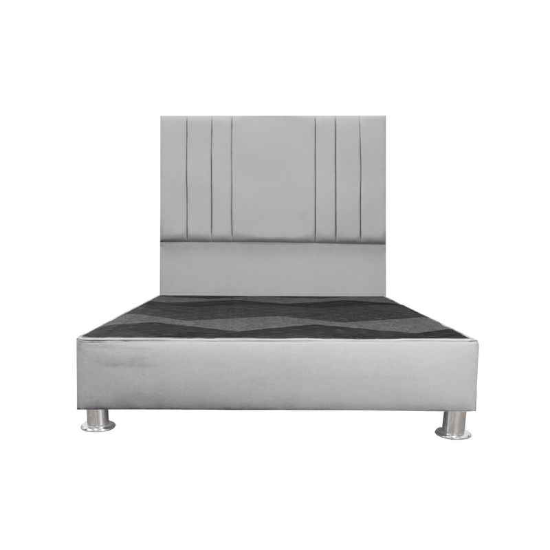 MUEBLES MACRUMO - Cama tapizada Alessia - 2 Plz - Color gris claro