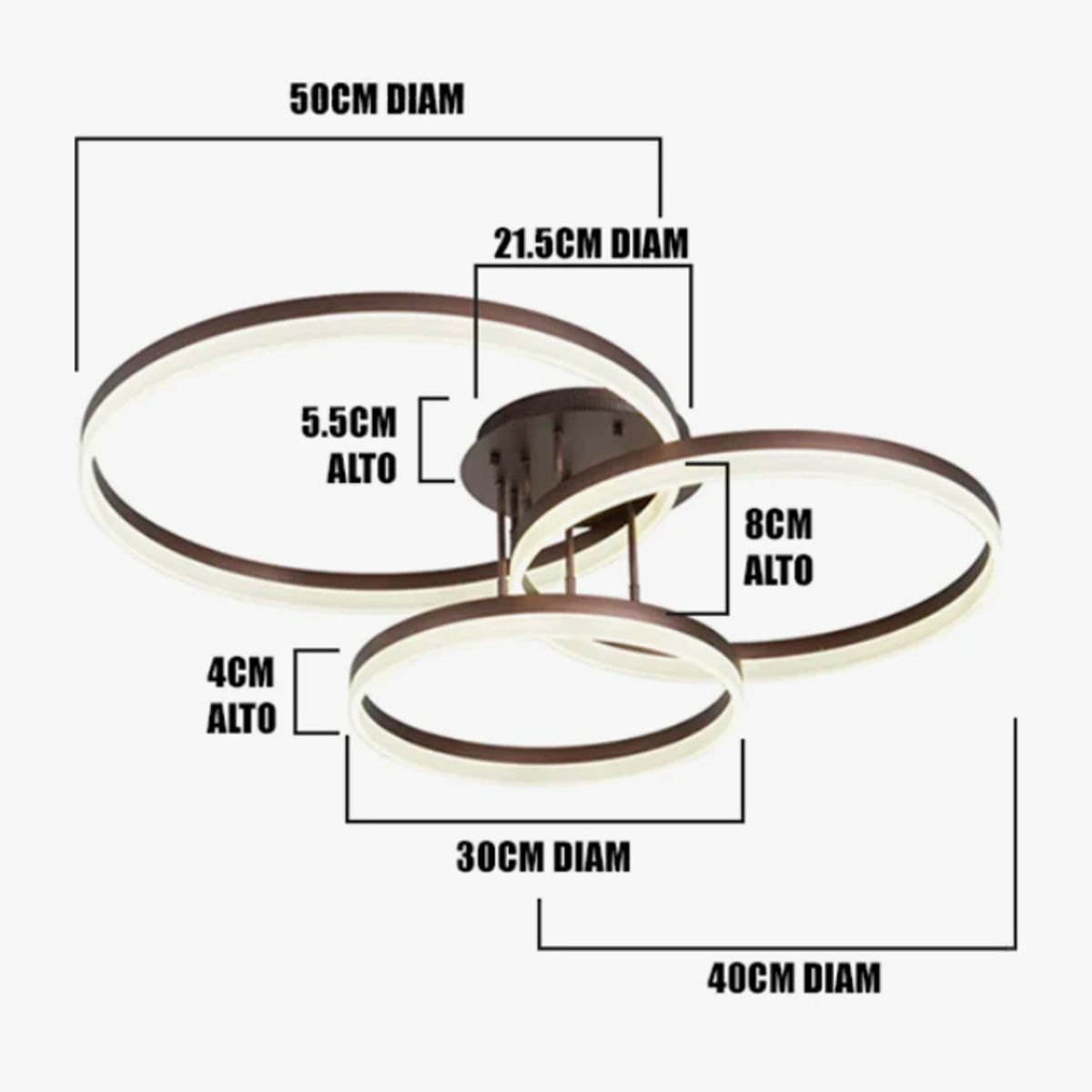 GENERICO - Lámpara de Techo 75W Led 3 en 1 Coffee