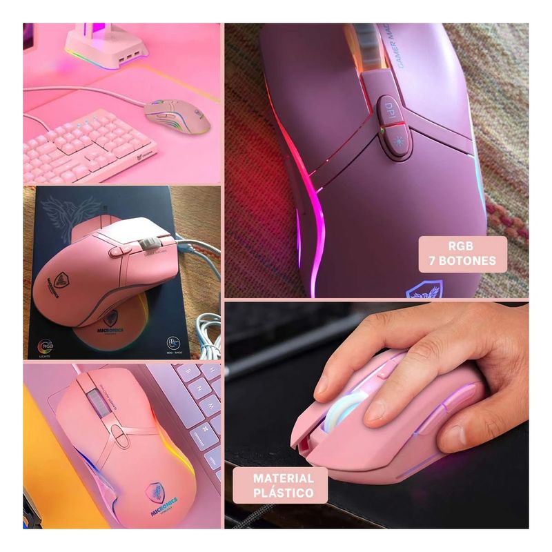 GENERICO - Pack6 Cursor para Gaming GM813 Rosado Y+Regalo Stickers