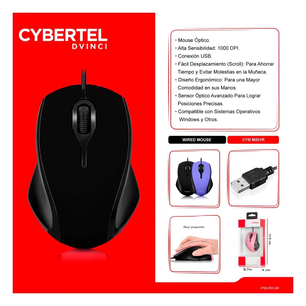 GENERICO - Pack2 Mouse Optimo con Conexion USB Modelo Dvinci Negro