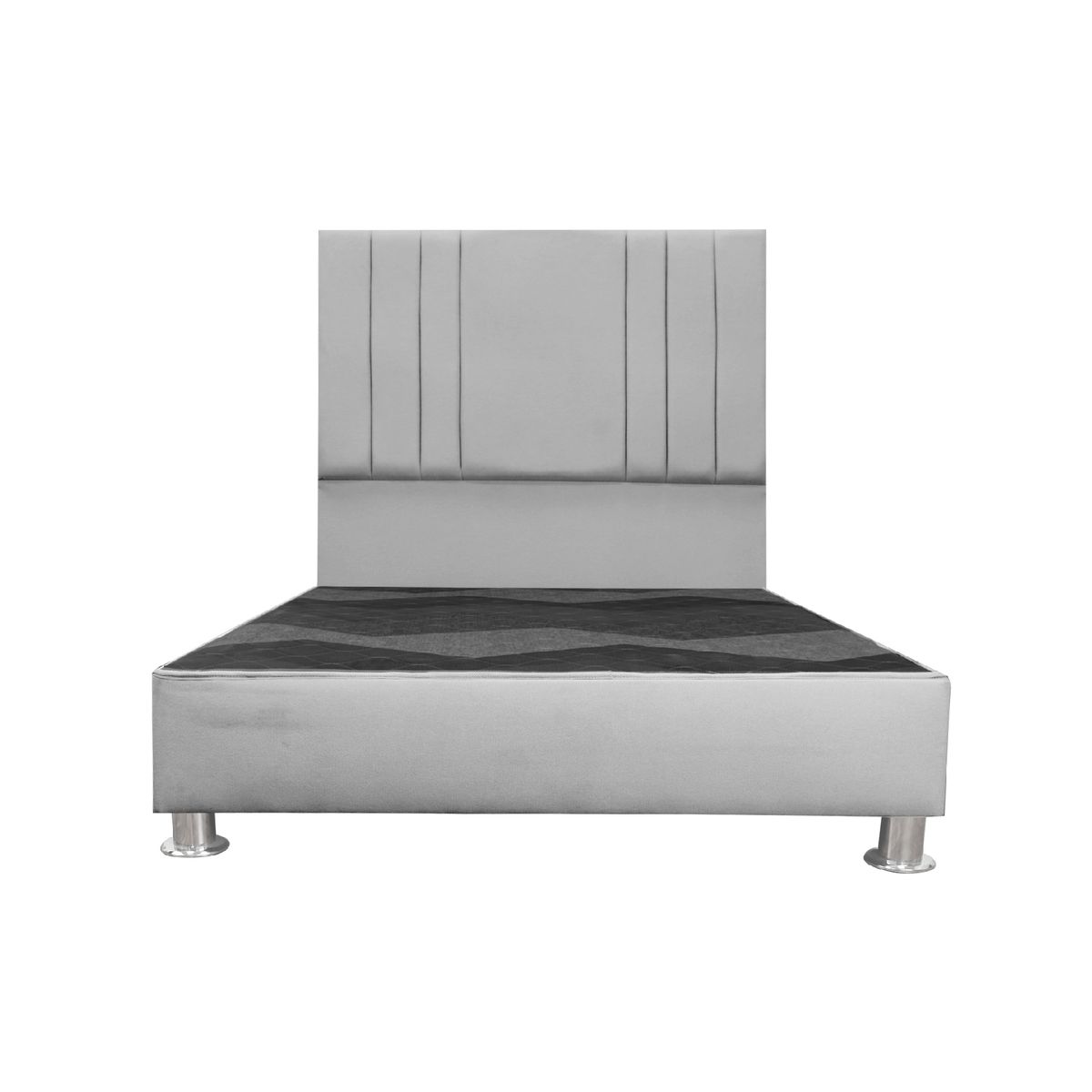 MUEBLES MACRUMO - Cama tapizada Alessia - Queen - Color Gris claro