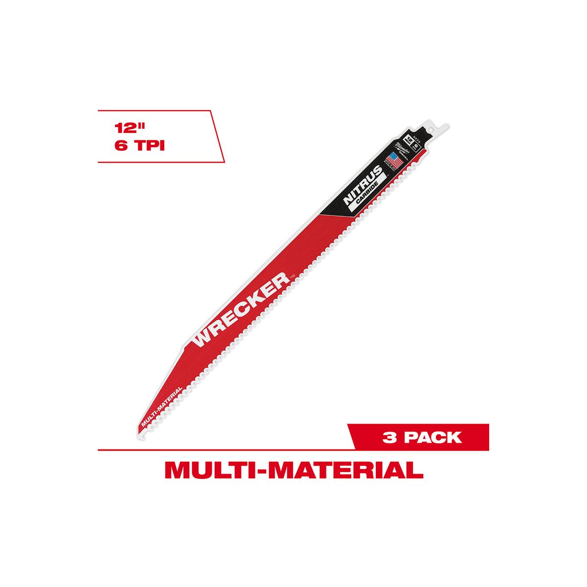 MILWAUKEE - Hoja para sierra sable WRECKER™ de 12 pulg de carburo 48-00-5373