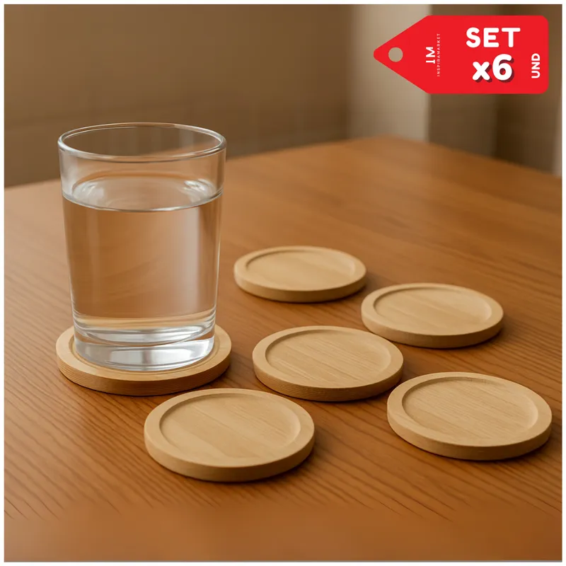 INSPIRA MARKET - Porta Vasos Posa Vasos Bambú Set x6