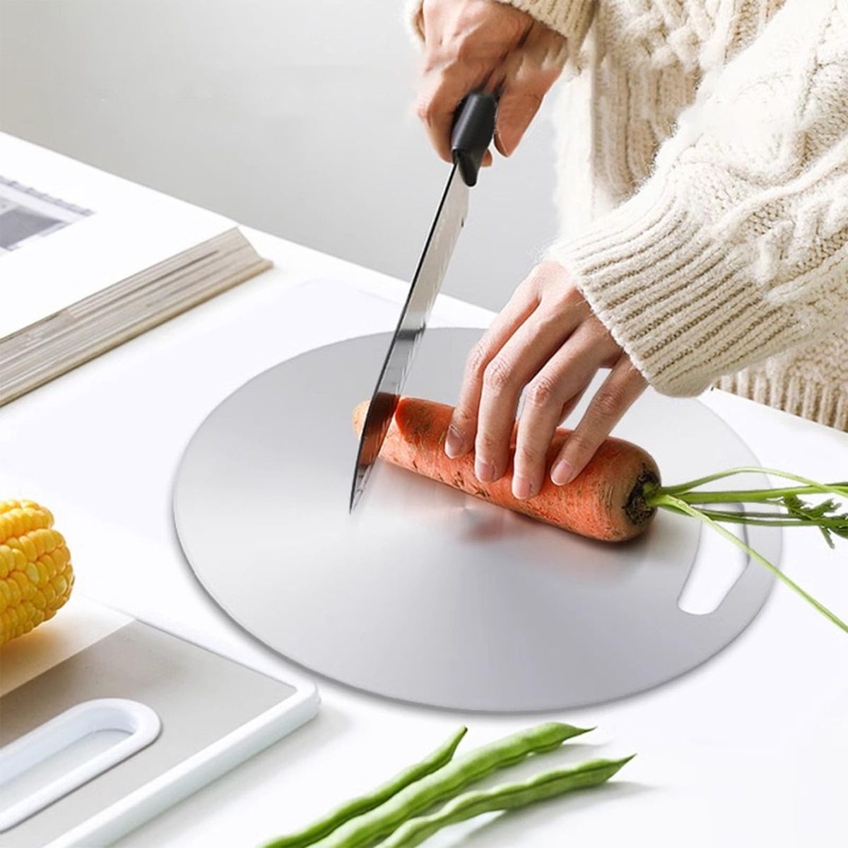 GENERICO - Tabla de picar en Acero inoxidable CIRCULAR Ø295