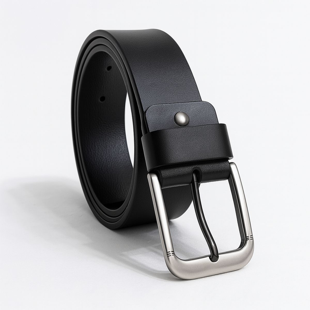 GENERICO - CORREA DE CUERO NEGRO HEBILLA PESADA