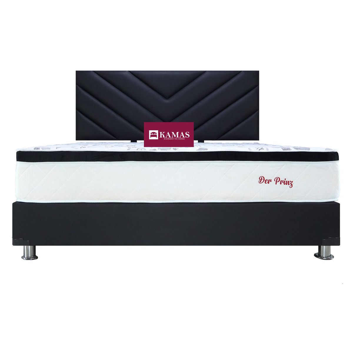 KAMAS - DORMITORIO KAMAS KING DER PRINZ + CABECERA AÉREA V - CUERO NEGRO