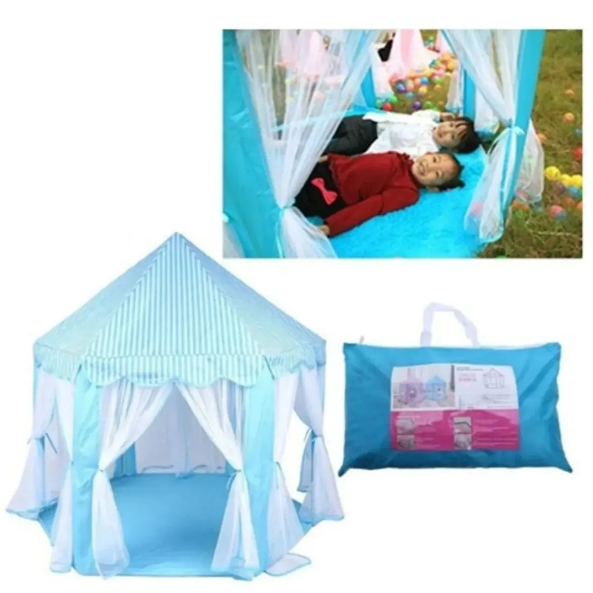 GENERICO - Carpa Castillo Armable Modelo Princesa-CELESTE