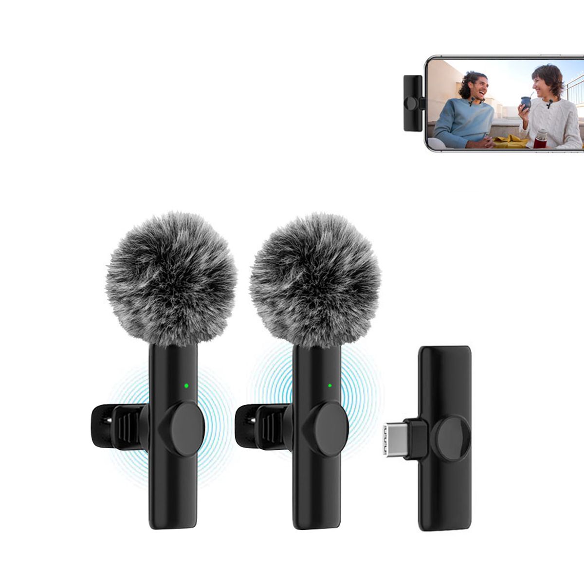 OEM - Micrófonos Inalámbricos 2 en 1 K11 Tipo C con filtros de peluche