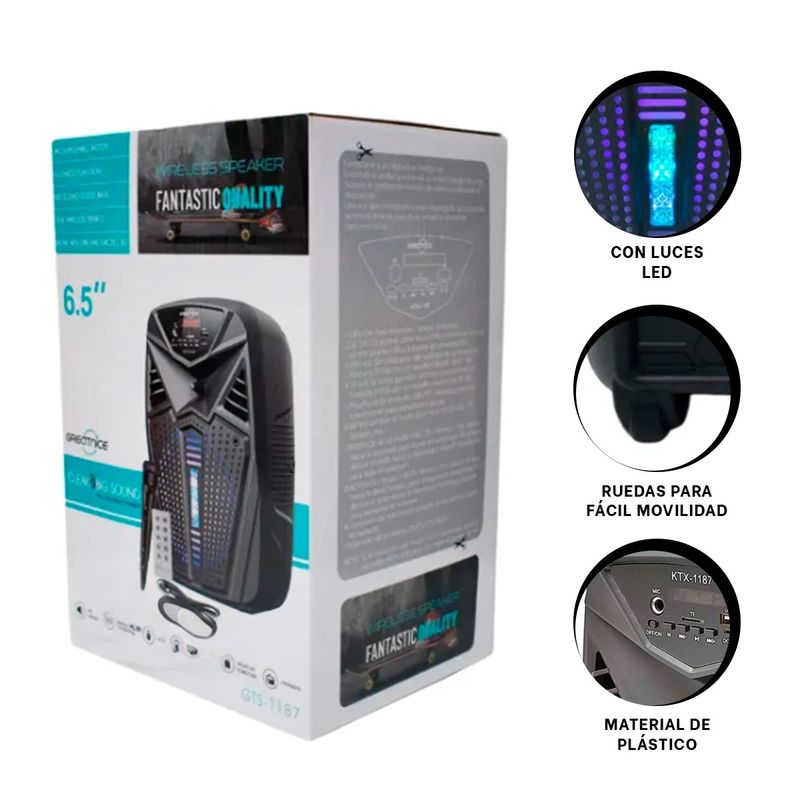 GENERICO - Pack2 Parlante Uso con Luces LED Y+Banderitas Adhesivas