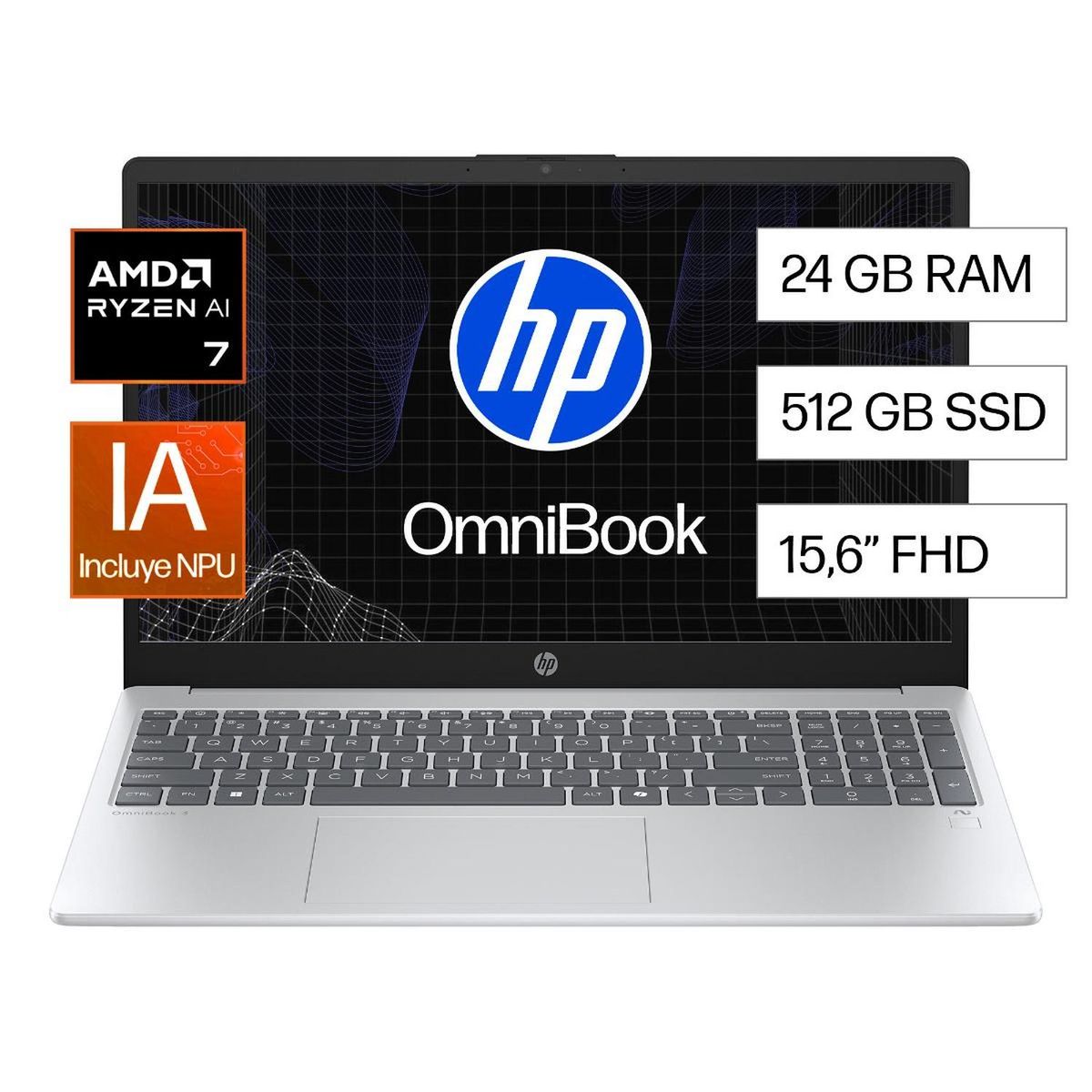 HP - Laptop HP OmniBook 15-fn0072la AMD Ryzen AI 7-350 24GB 512GB