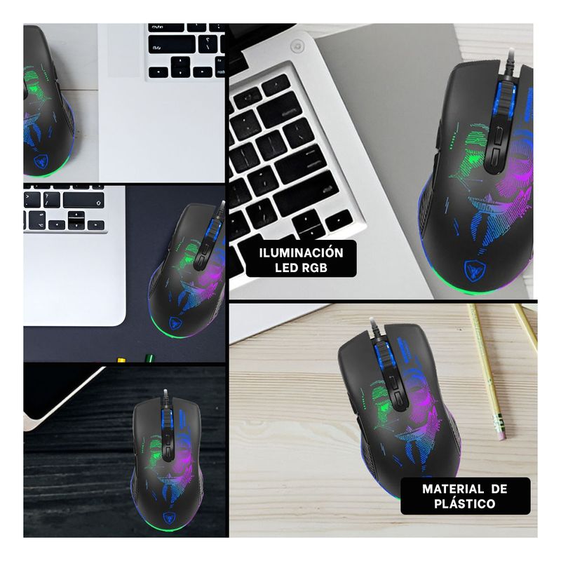 GENERICO - Pack6 Cursor para Gaming GM859 Negro Y+Regalo Stickers