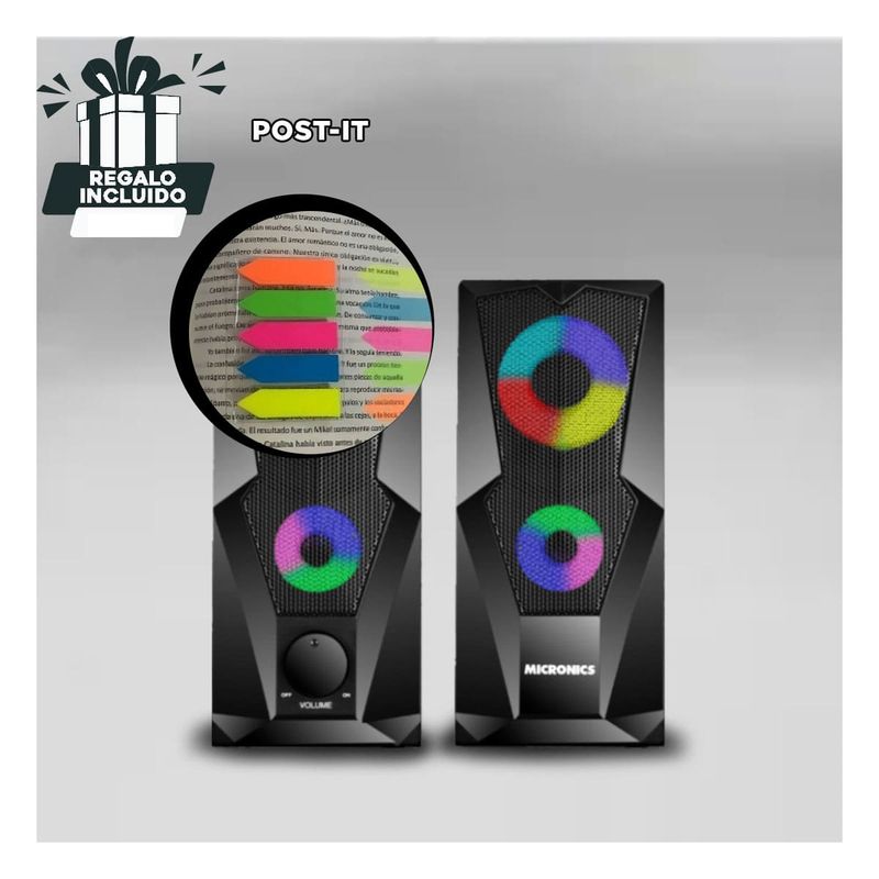 GENERICO - Altavoz para Fiestas en Negro Y+Post-it Adhesivos