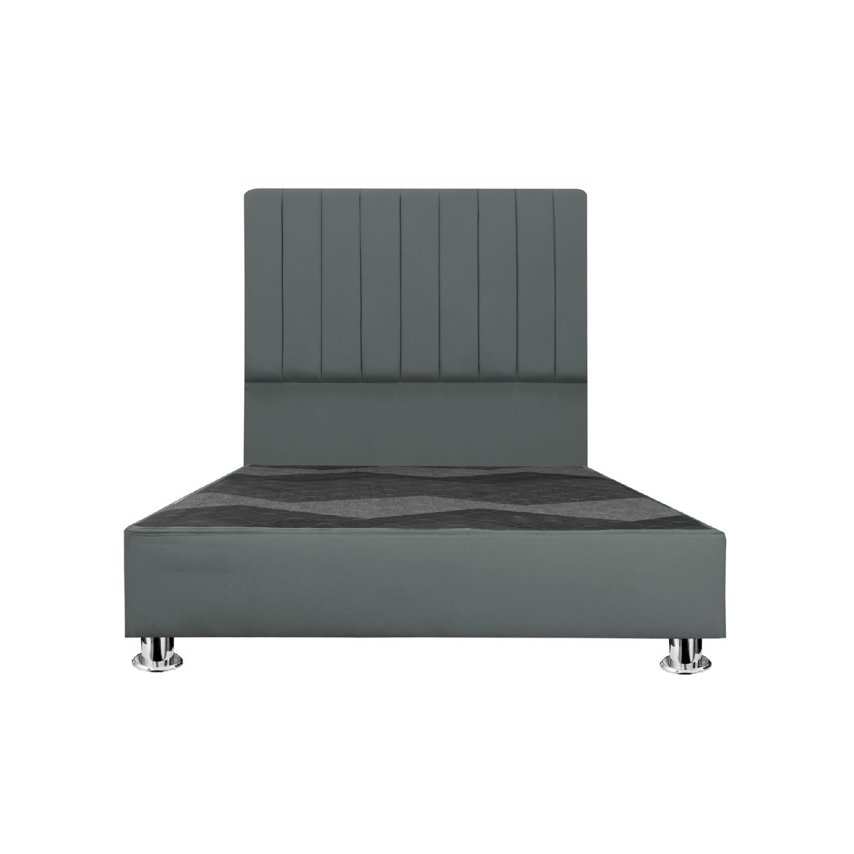 MUEBLES MACRUMO - Cama tapizada Calisia King 2 tarimas Color Gris oscuro
