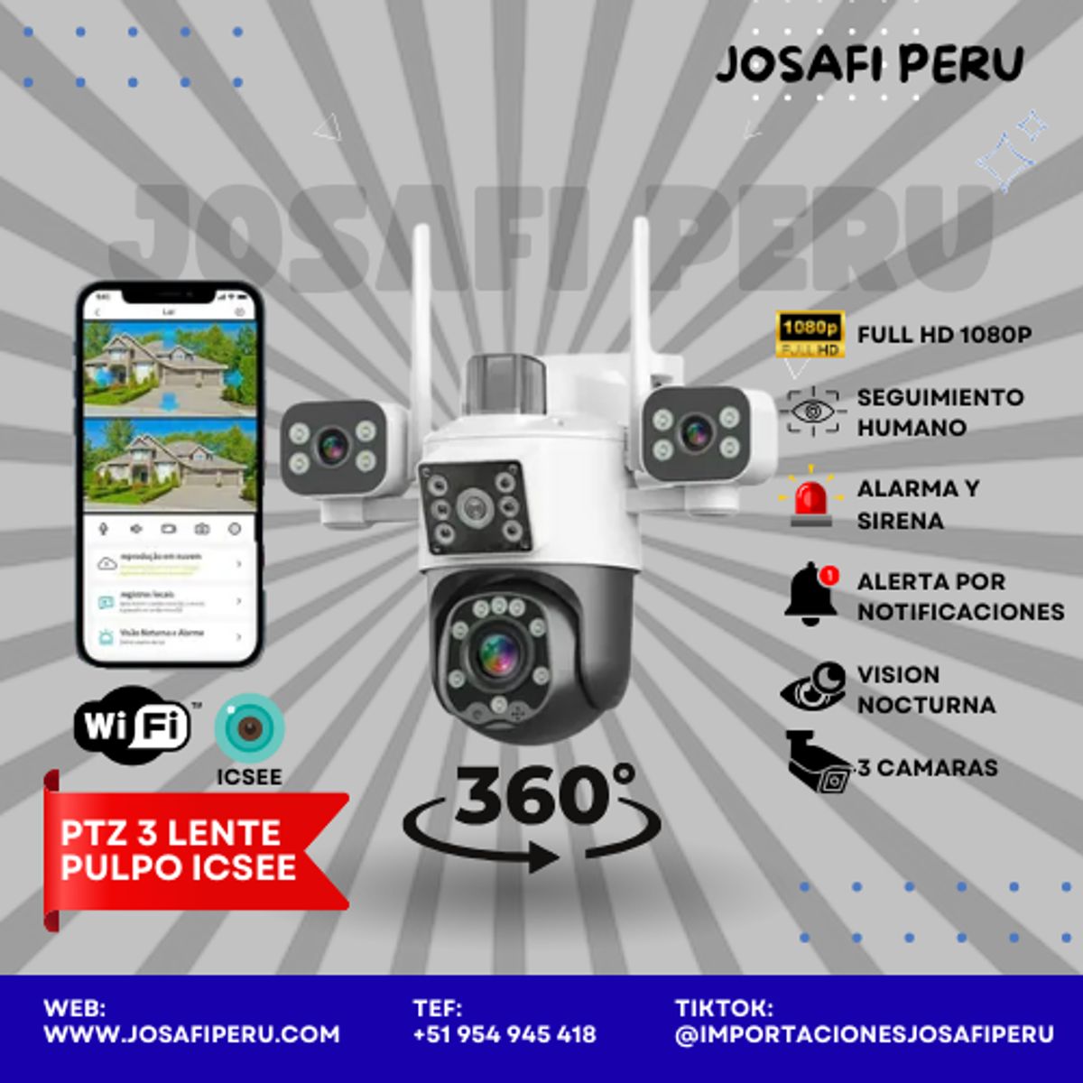 GENERICO - PTZ 3 lente Pulpo ICSEE