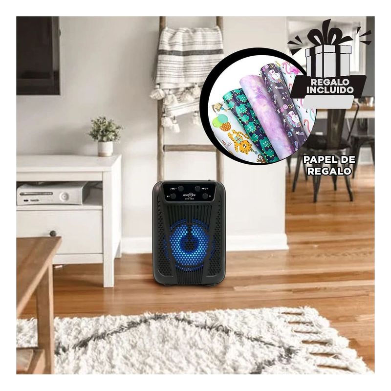 GENERICO - Parlante de Sonido Compacto de Color Negro Y+Papel de Regalo