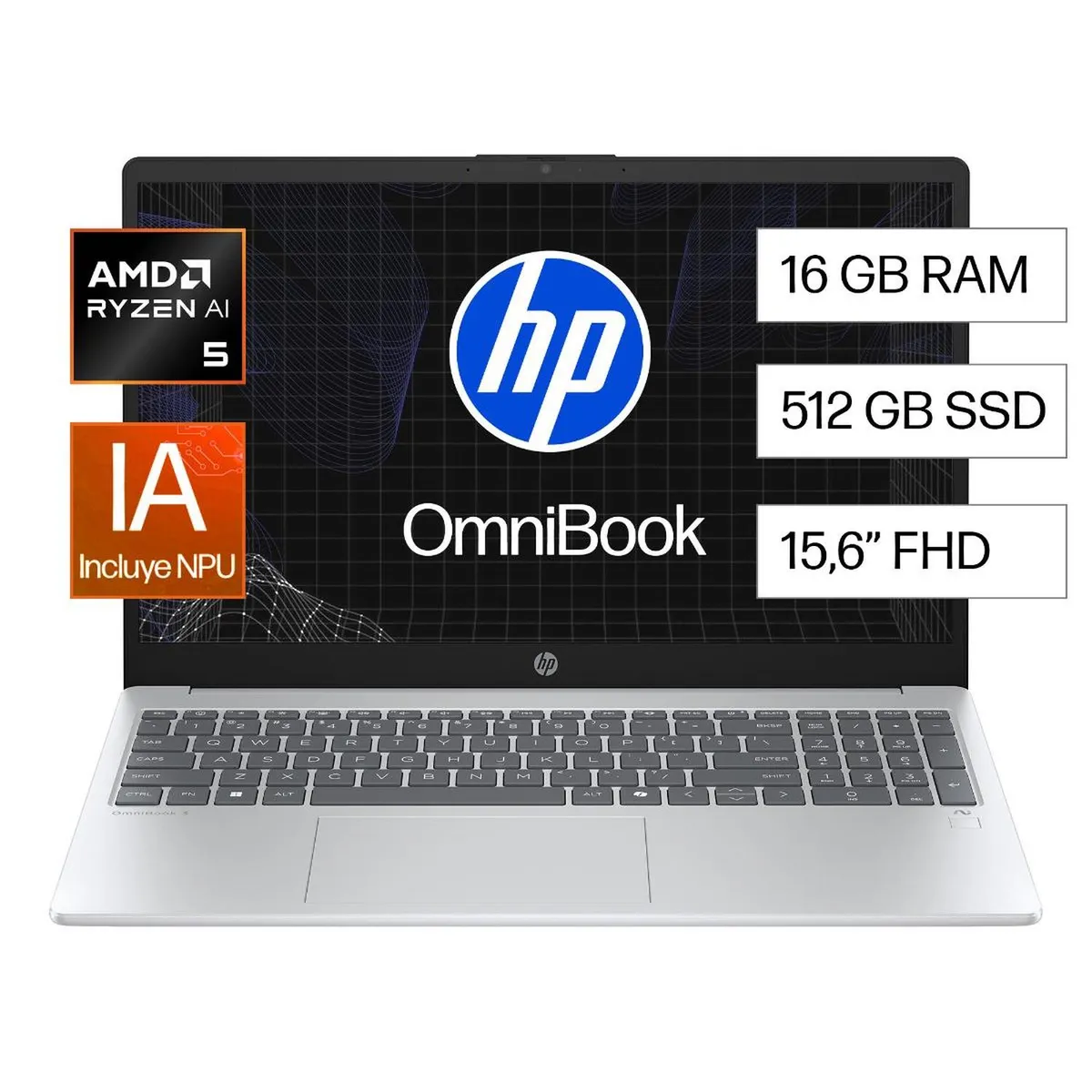 HP - Laptop HP OmniBook 15-fn0051la AMD Ryzen AI 5-340 16GB 512GB