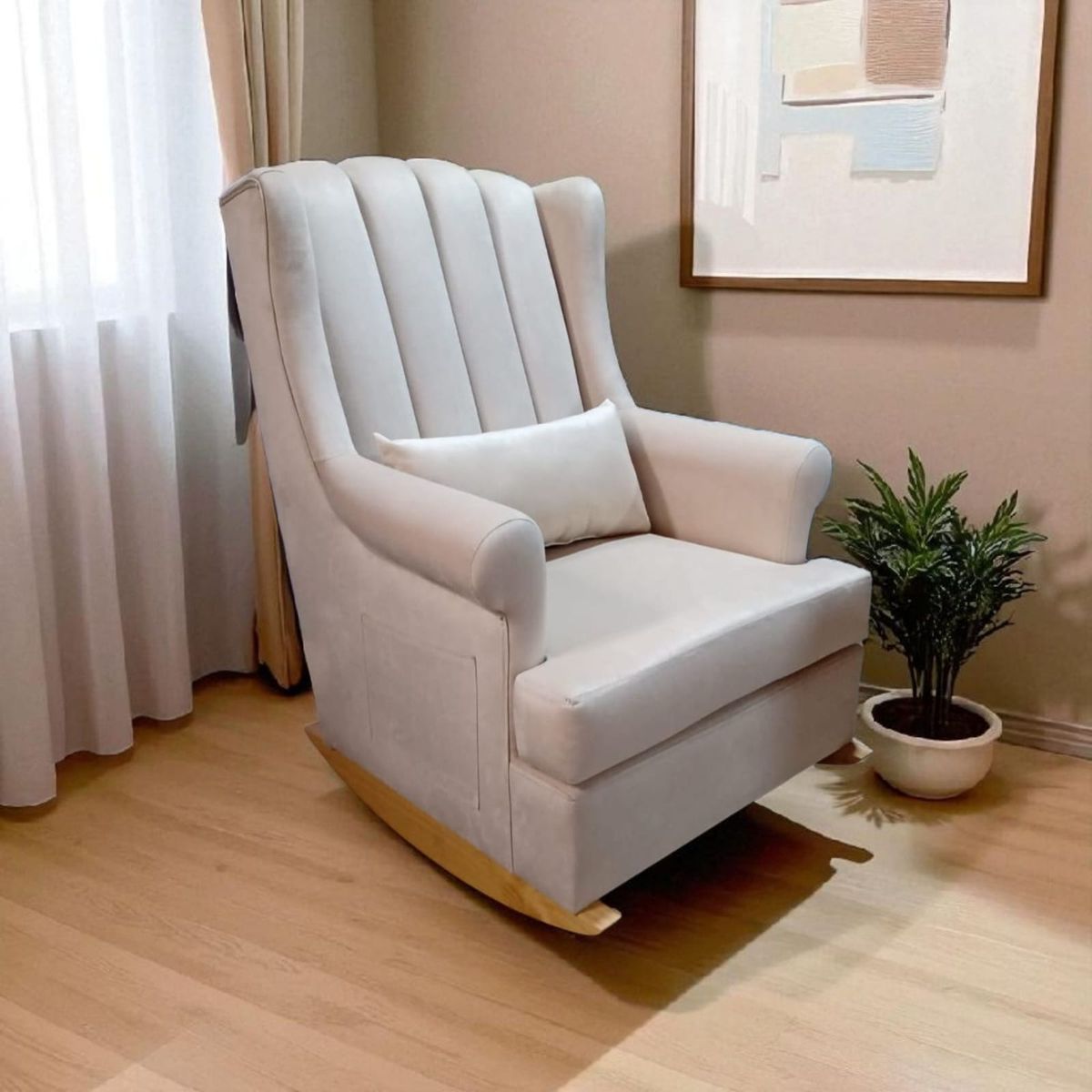 AMOBLART - Butaca Mesedora rouse + color beig + puff regalo