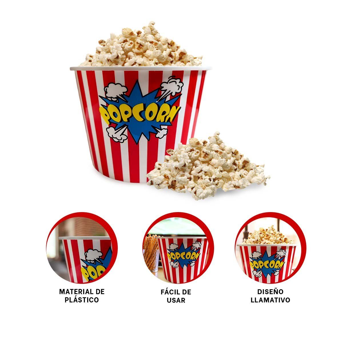 RYBIU IMPORT - Cubeta para Palomitas de 16 x 11.6 x 12 cm en Rojo