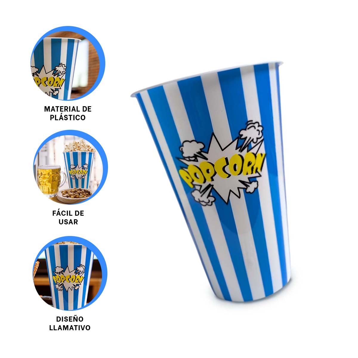 GENERICO - Pack2 Cubeta Almacenadora en Azul Y+Banderitas Adhesivas