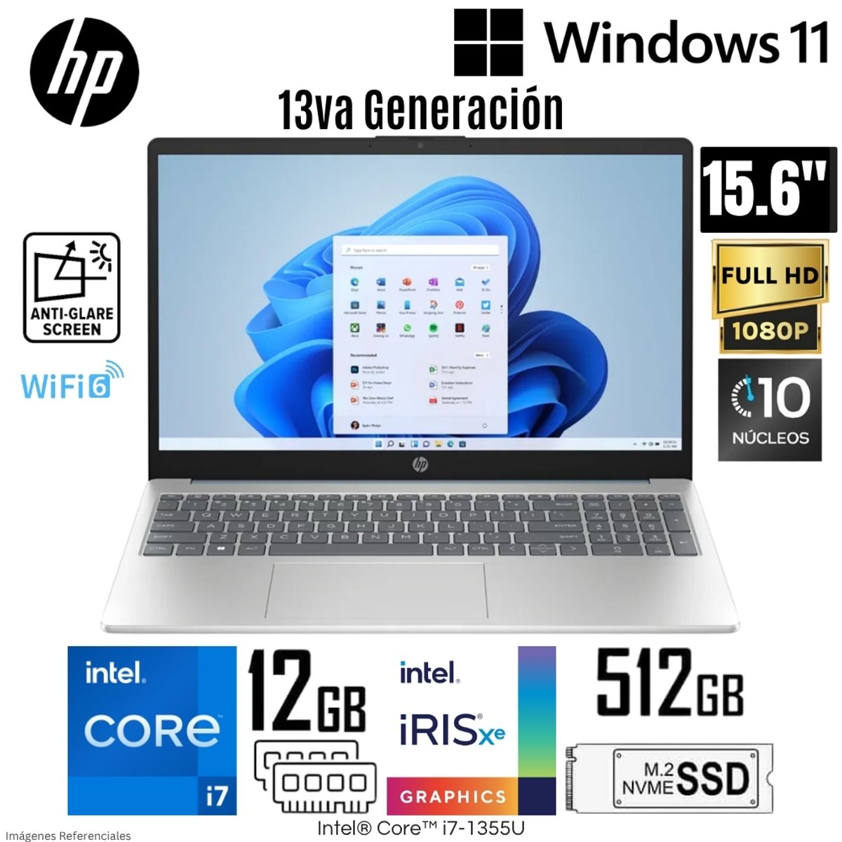 HP - Laptop HP 15-FD0006LA Intel Core i7 13355U 12GB RAM 512GB SSD 15.6"  LED FHD -WIND 11