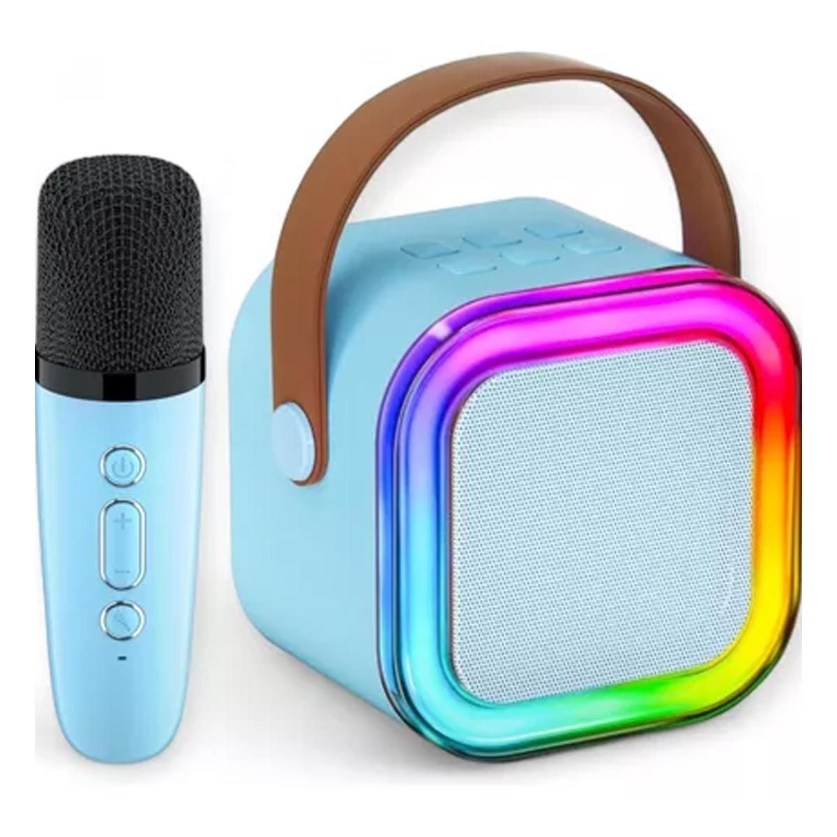 GENERICO - Parlante con Bluetooth y Luces en Celeste Y+Papel de Regalo