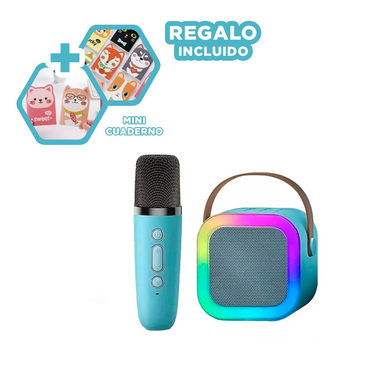 GENERICO - Parlante con Micro Inalambrico en Celeste Y+Regalo Agendita