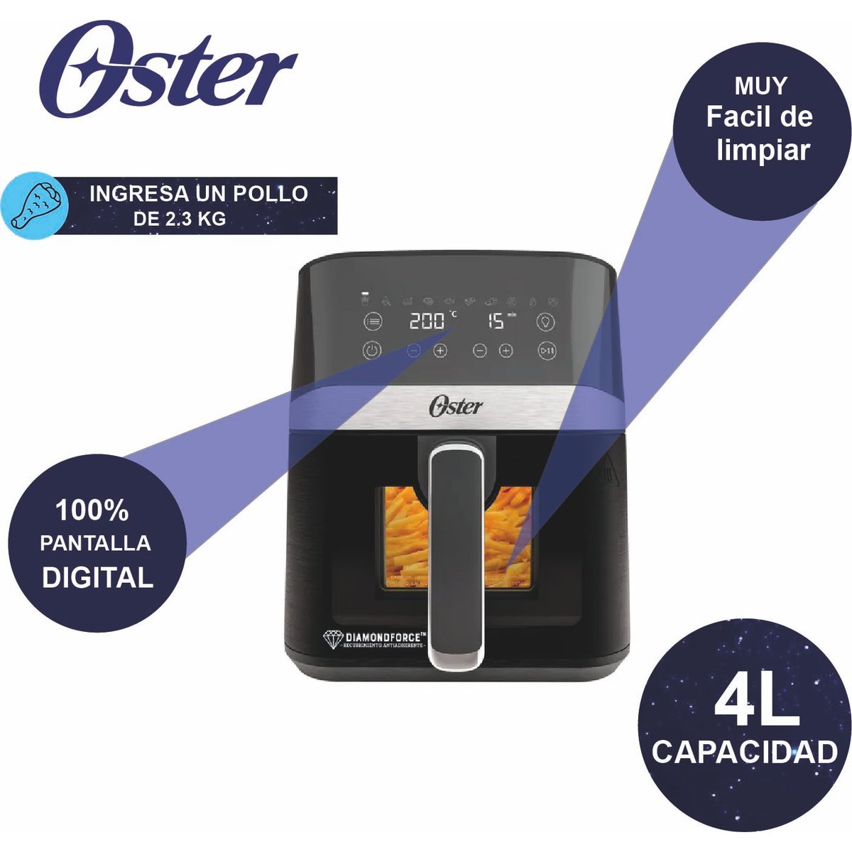 OSTER - Freidora De Aire Digital Oster CKSTAF40WDDF 4L