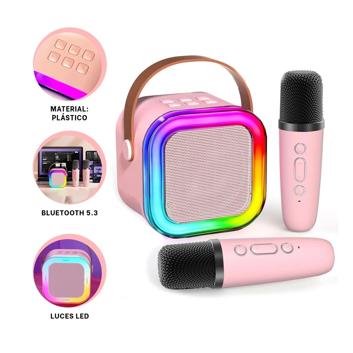 GENERICO - Pack6 Altavoz Util para Reuniones con Amigos en Rosado