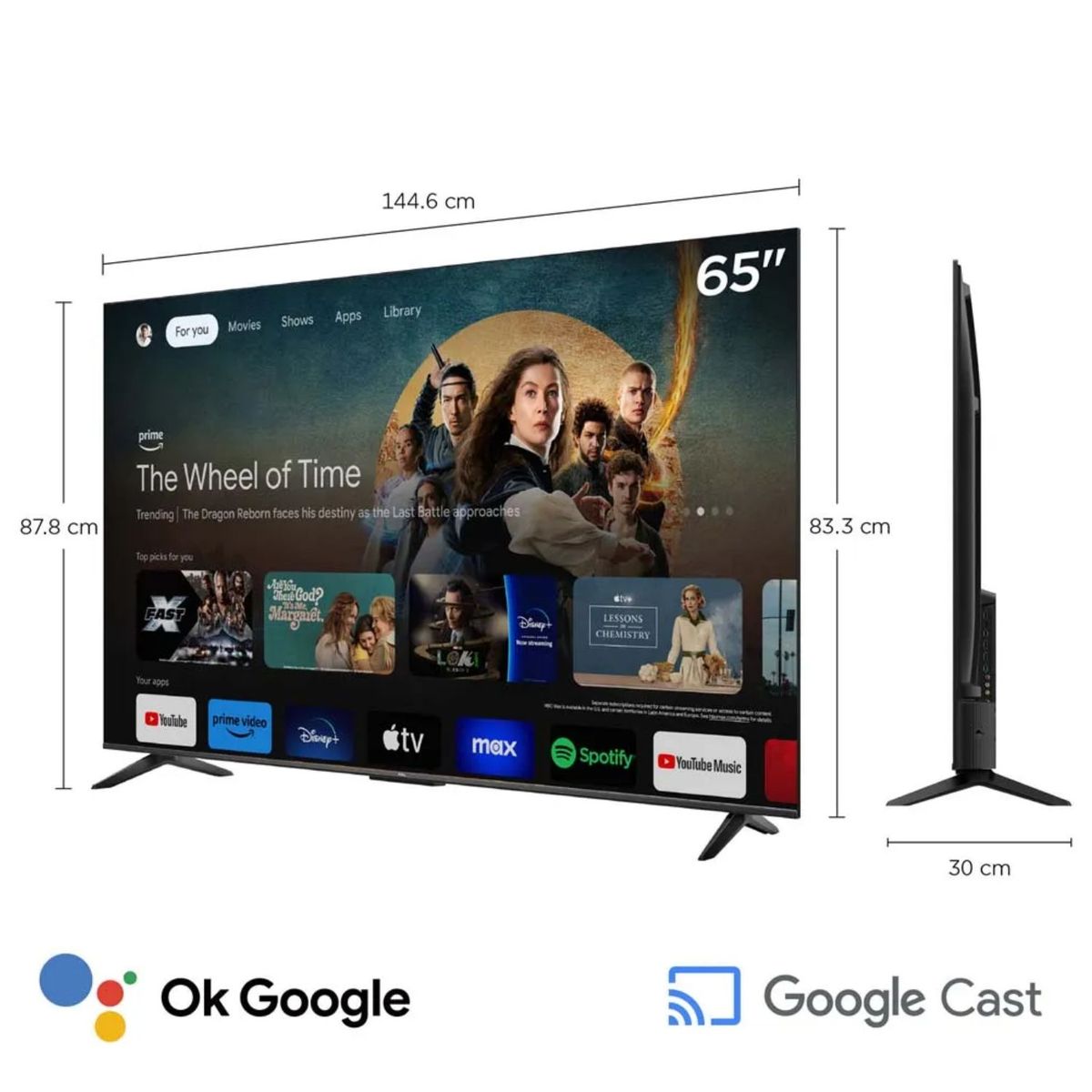 TCL - Televisor TCL  65" UHD 4K Smart TV GOOGLE  65V6C