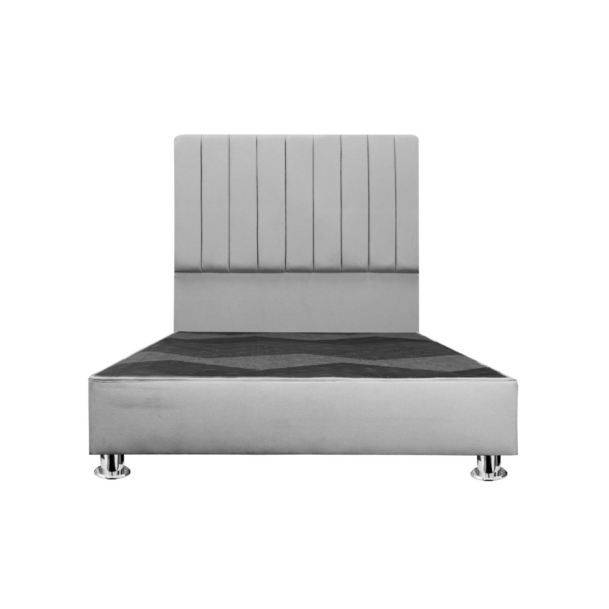 MUEBLES MACRUMO - Cama tapizada Calisia King 2 tarimas Color Gris claro