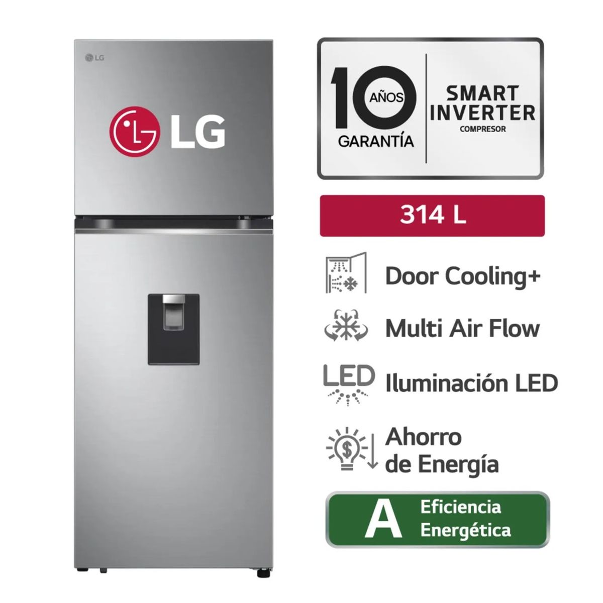 LG - REFRIGERADORA LG DOORCOOLING 314LT GT31WPP PLATEADA
