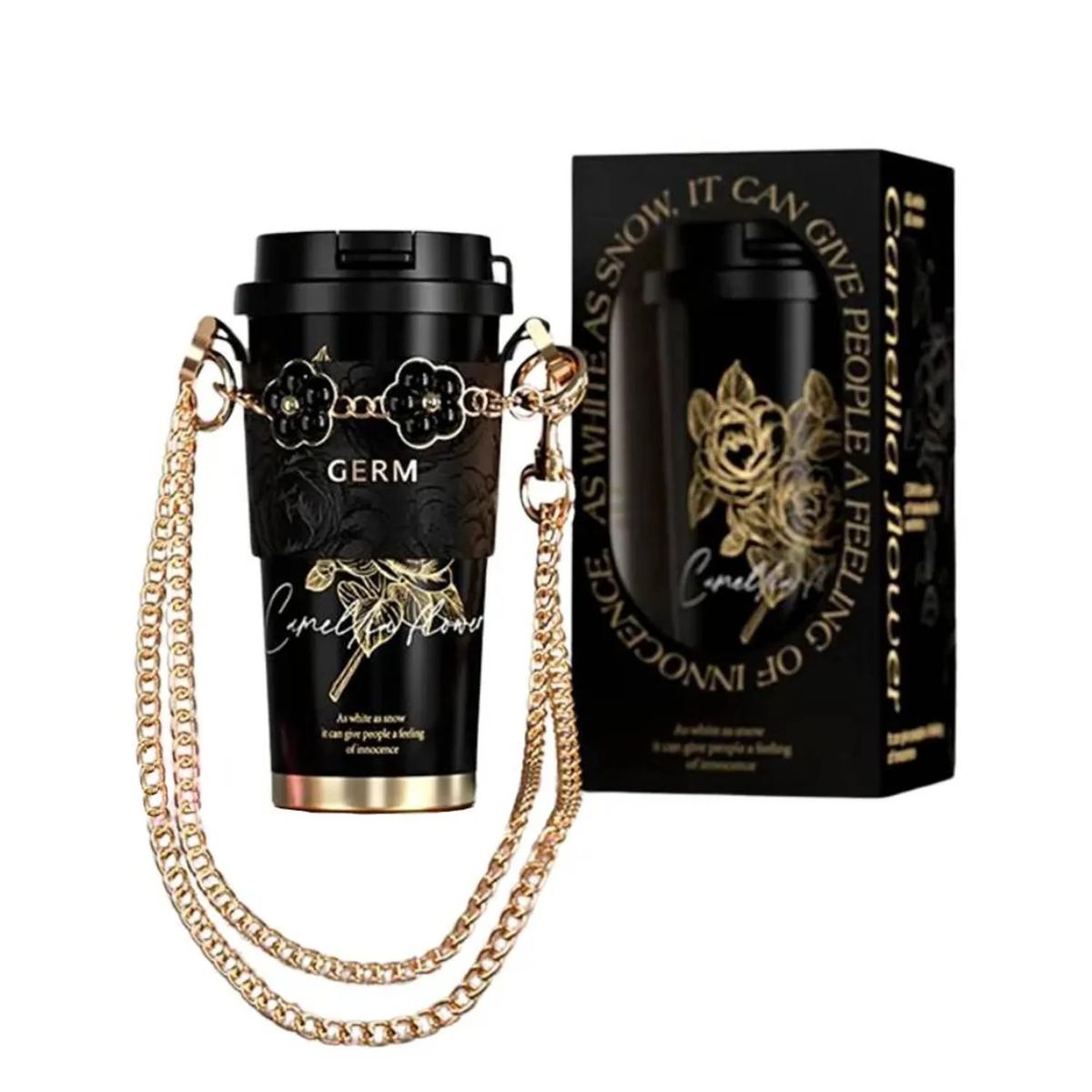 GERM - Vaso térmico Germ Camellia 500 ml Negro‑Dorado Acero premium