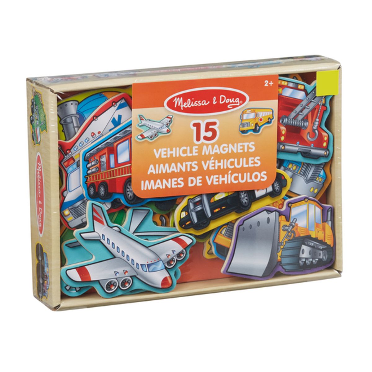 MELISSA & DOUG - Imanes pequeños vehículos de madera 15 piezas