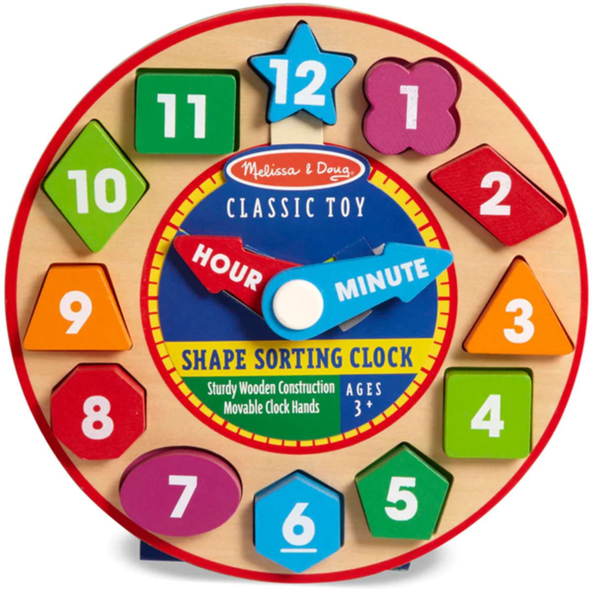 MELISSA & DOUG - Reloj de madera encaje y formas