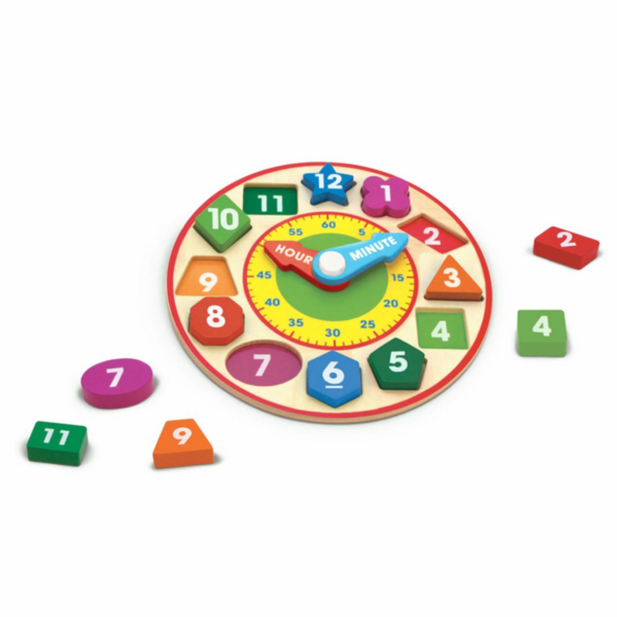 MELISSA & DOUG - Reloj de madera encaje y formas