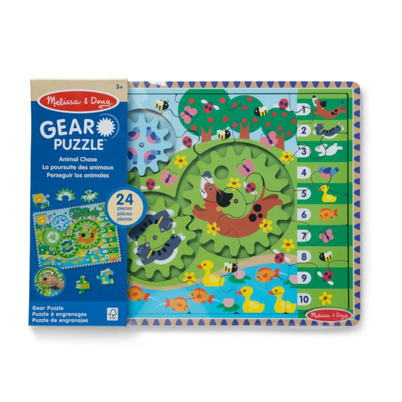 MELISSA & DOUG - Rompecabezas de engranaje de madera 24 piezas