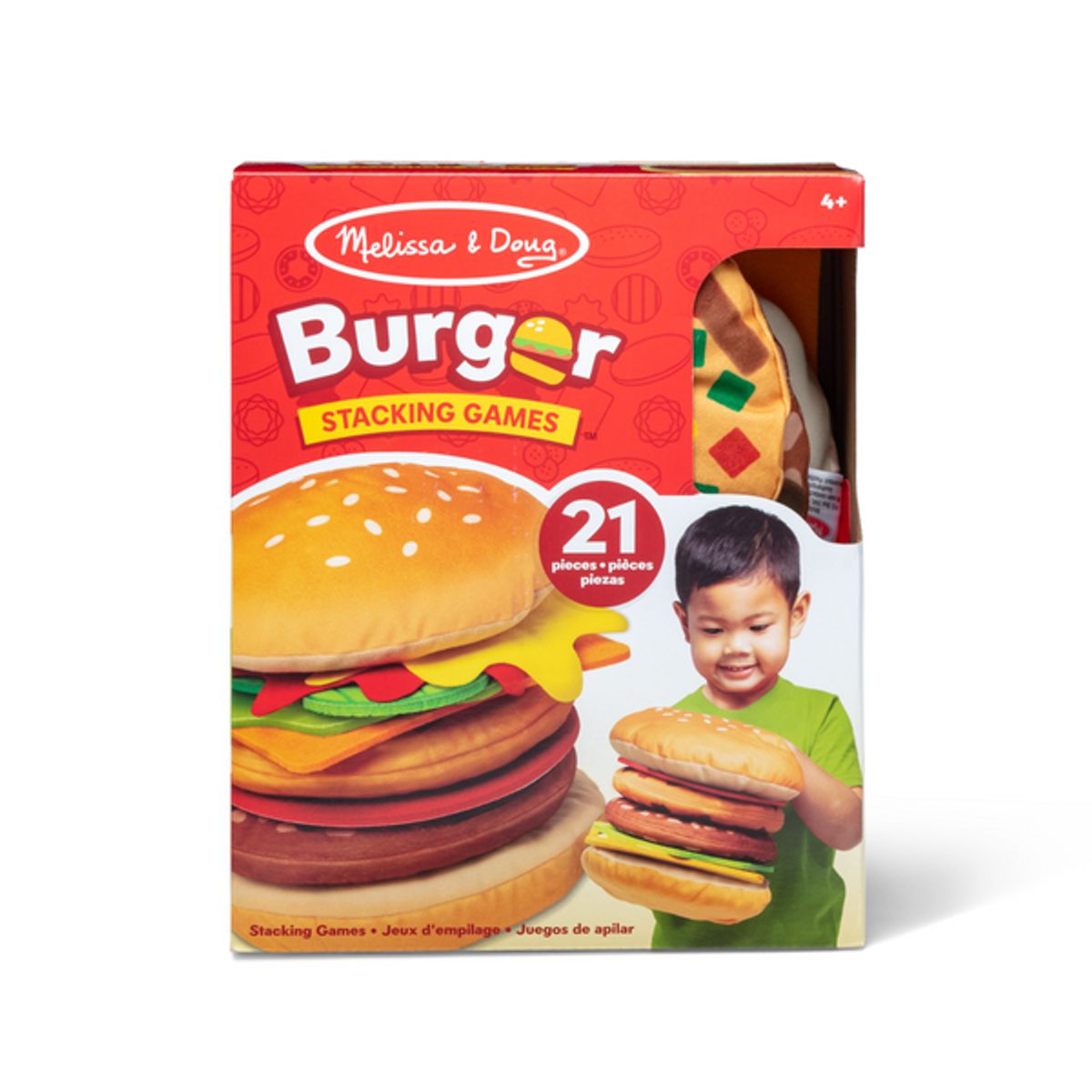 MELISSA & DOUG - Juego apila la hamburguesa gigante 21 piezas