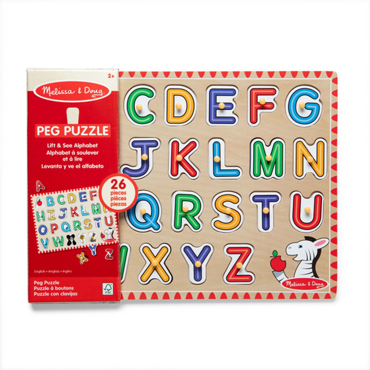 MELISSA & DOUG - Rompecabezas de encaje con perilla 26 piezas ABC