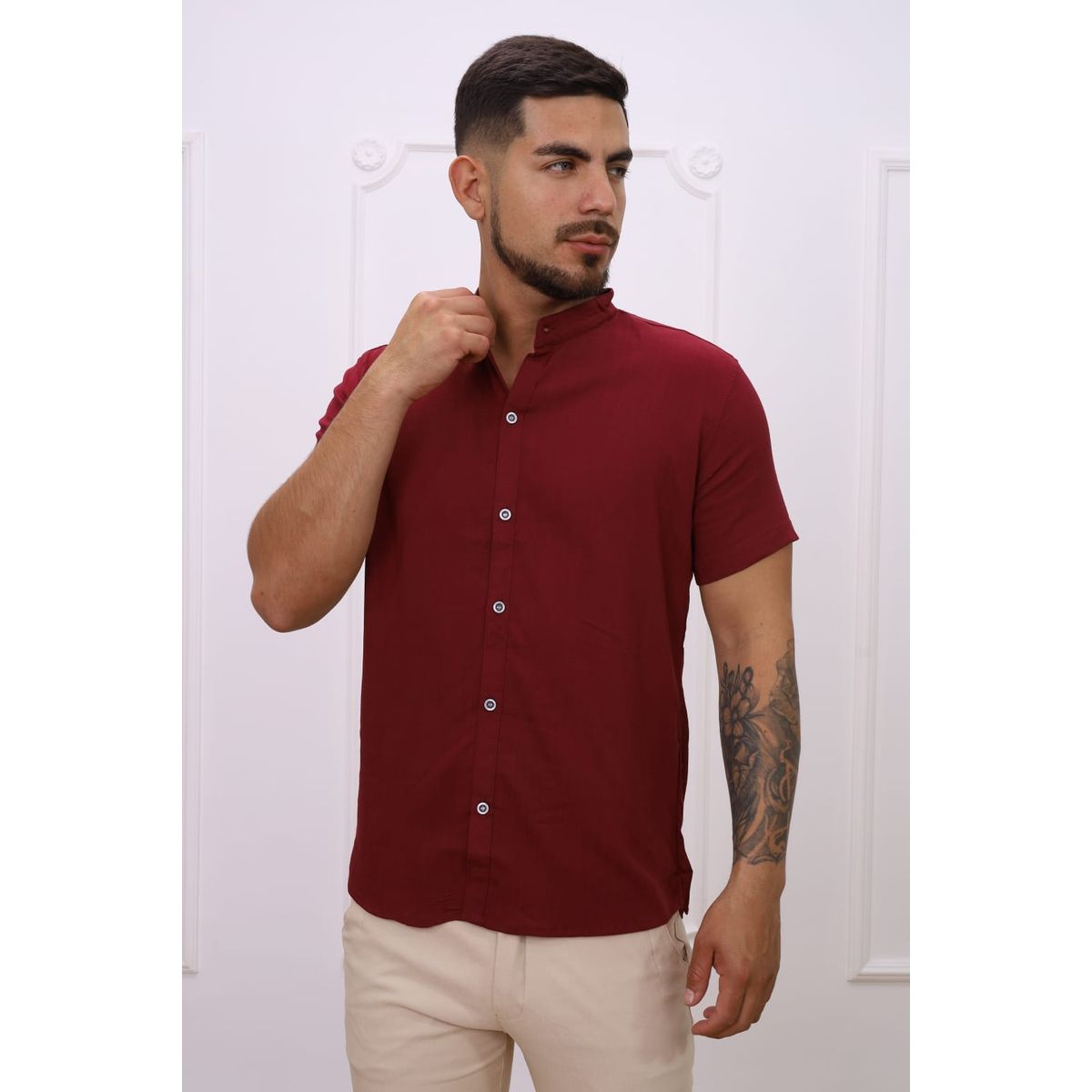 DM DEXMEN - Camisa Dexmen Neru Lino Guinda Promoción
