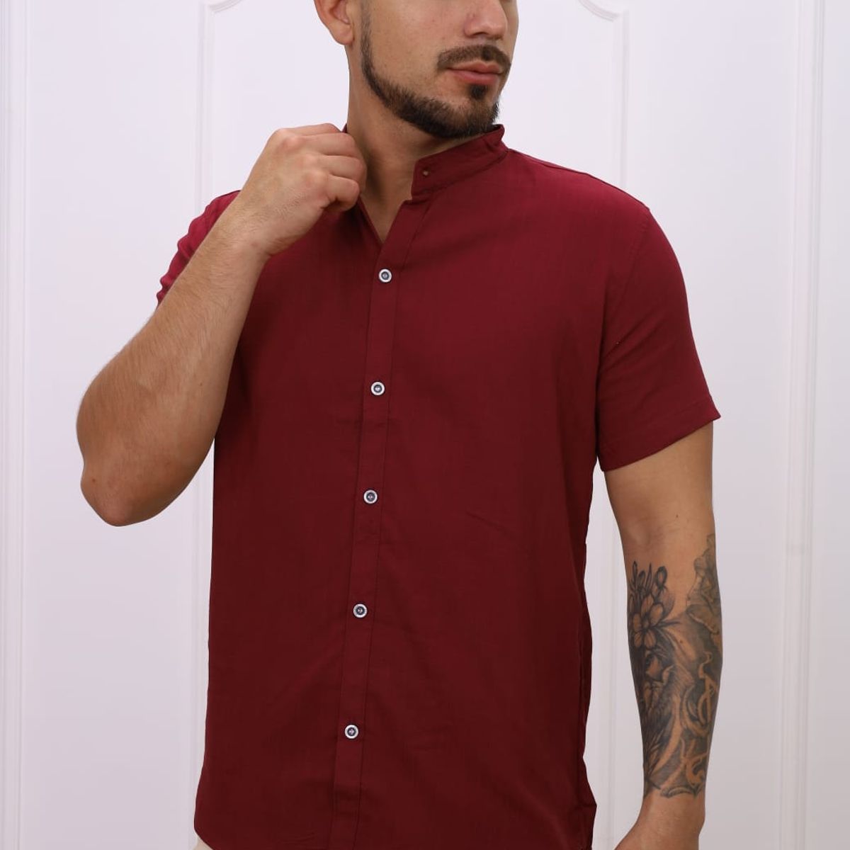 DM DEXMEN - Camisa Dexmen Neru Lino Guinda Promoción